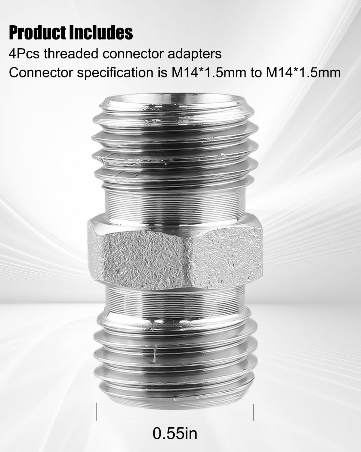 4pcs M14 to M14 Carbon Steel Fittings Adapters Fit for Mini Excavator Adapting, Reducing Or Enlarging Connect Full Port Straight Pipe Fitting Connector