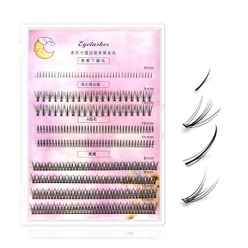 320 Pcs Natural Cluster Lashes Kit - Fishbone/Mixed/A-Lash with Lower Wispy for Fluffy DIY Eyelash Extension Kit 8-11mm Individual Lashes Kit bottom lashes for Self Use Strawberry powder