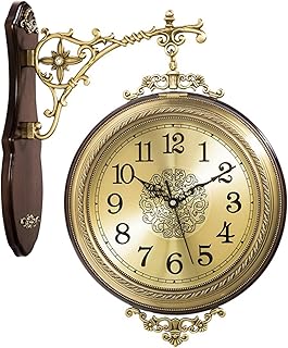 Aero Snail Retro Double-Sided Wall Clock Alloy Decoration 360Â°Rotating Roman & Arabic Numerals Battery Operated Luxury Non-Ticking Silent Clocks