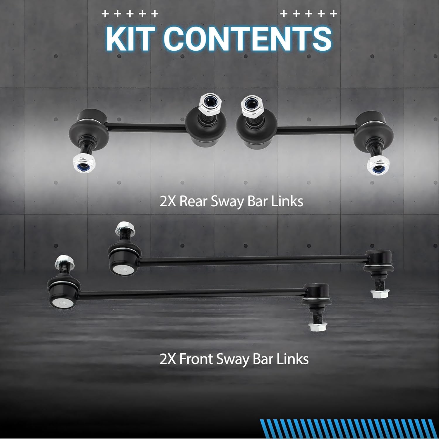 Front and Rear Sway Bar Link Compatible With 2007-2013 Nissan Altima, 2009-2014 Nissan Maxima/Murano Sway Bar End Links, K750094 K750095 K750255 K750256