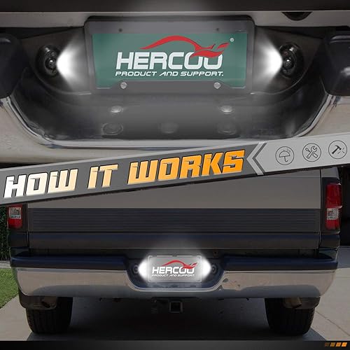 Miniatura 5 de HERCOO Luz LED para placa de matrícula, luz trasera, arnés de cableado de zócalo de la lámpara trasera, carcasa negra compatible con Dodge Ram 1994