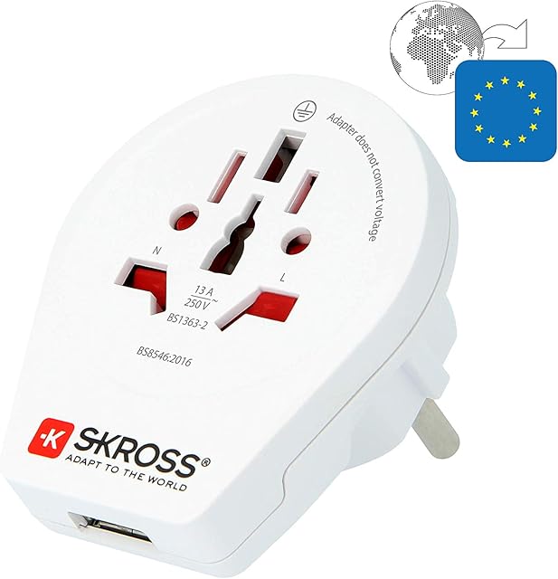 SKROSS Wtyczka krajowa World to Europe USB adapter podróżny