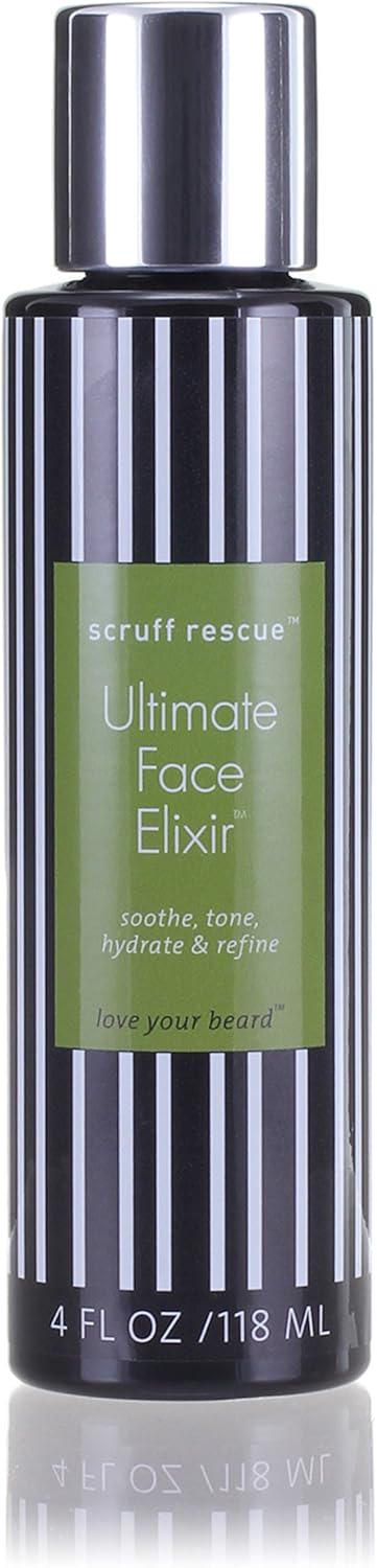 Best After Shave Balm, Scruff Rescue Ultimate Face Elixir, Premium Anti-Aging Light Lotion for Deep Moisture, Soothing Juniper, Oak, Horsetail, Chestnut & Hyaluronic Acid, Woody-Citrus Aroma, 4 fl oz