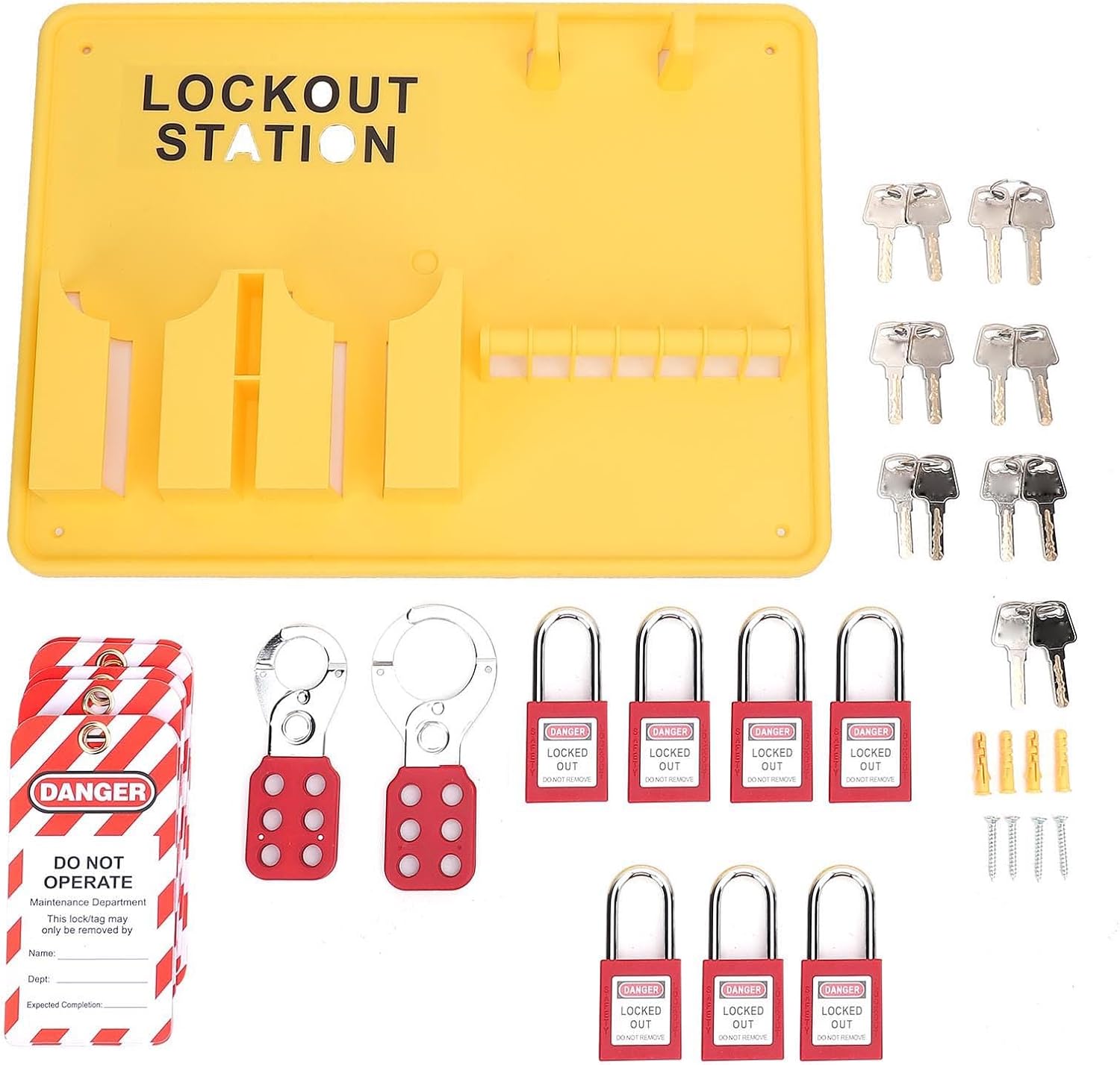 Estink Lockout Tagout Station Loto Kit with 7 Padlocks 10 2 Hasps for OSHA Compliance Safety Supply Wall Mount Industrial Use