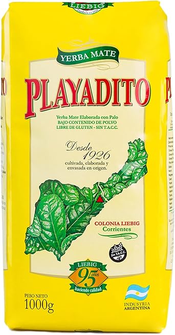 Yerba Mate Playadito Original 1 kg, Pack of 3 - Argentina Loose Leaf Matte Blend With Stems and Leaves, Argentinian Tea