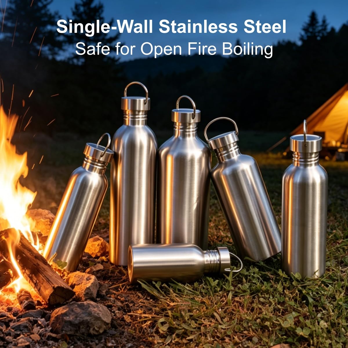 Amazon.com: Stainless Steel Water Bottle Single Wall Metal Bottle