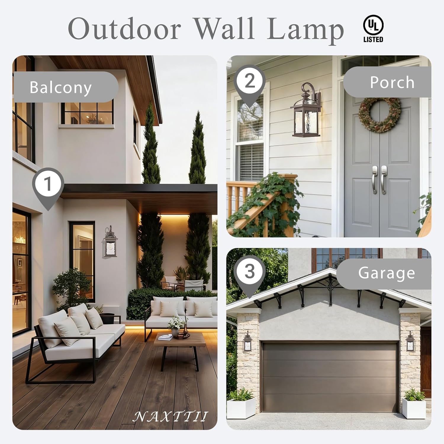 Outdoor Wall Lights Waterproof Exterior Lighting Fixtures ORB Finish 15 Inch Large Porch Light with Water Ripple Glass E26 Socket
