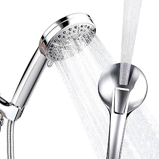 6+1Mode Shower Head, High Pressure Shower Head with 59" Stainless Steel Hose, Hand Held Shower Head with Adjustable Bracket and Anti-Clog Nozzles, Built-in Power Wash to Clean Tub, Tile & Pets