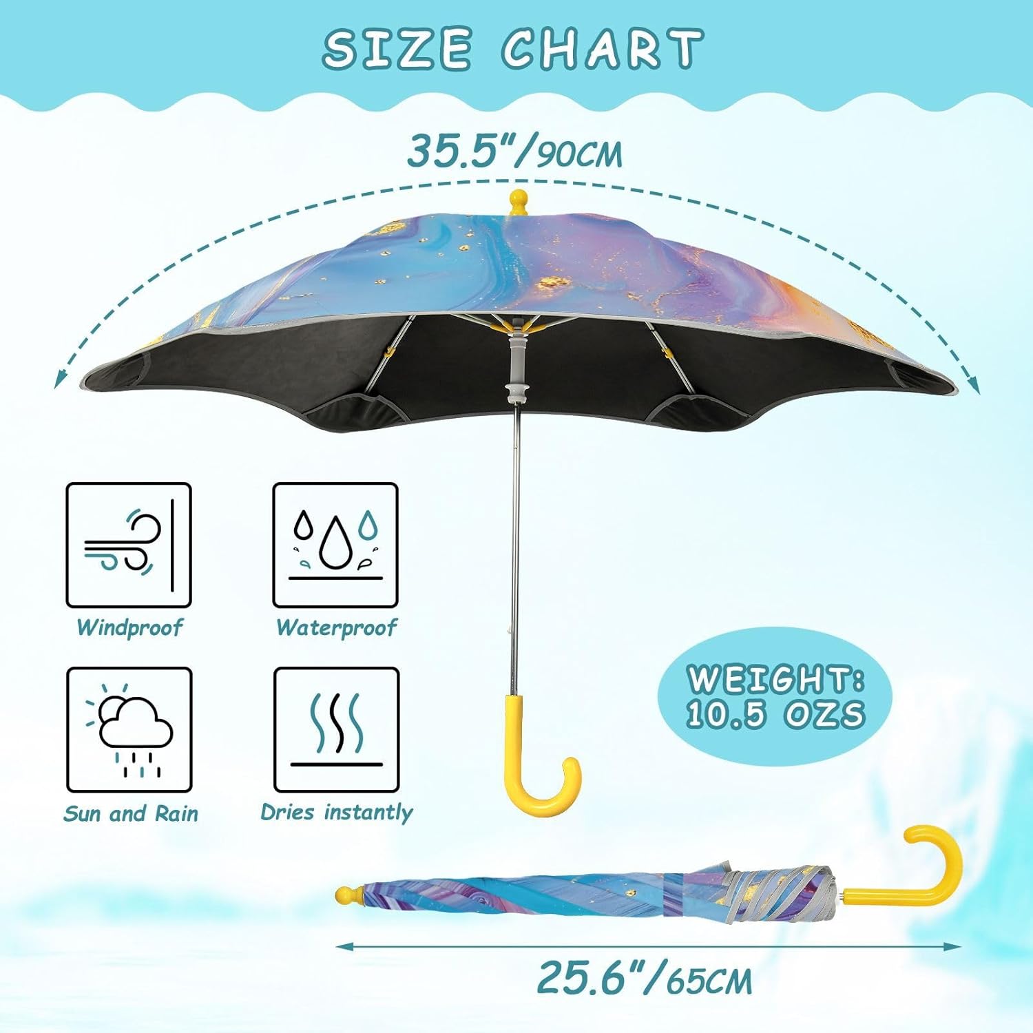 ODAWA Kids Umbrella Boy Cute Hedgehog Autumn Leaves Kid Umbrellas, J Handle Golf Umbrellas