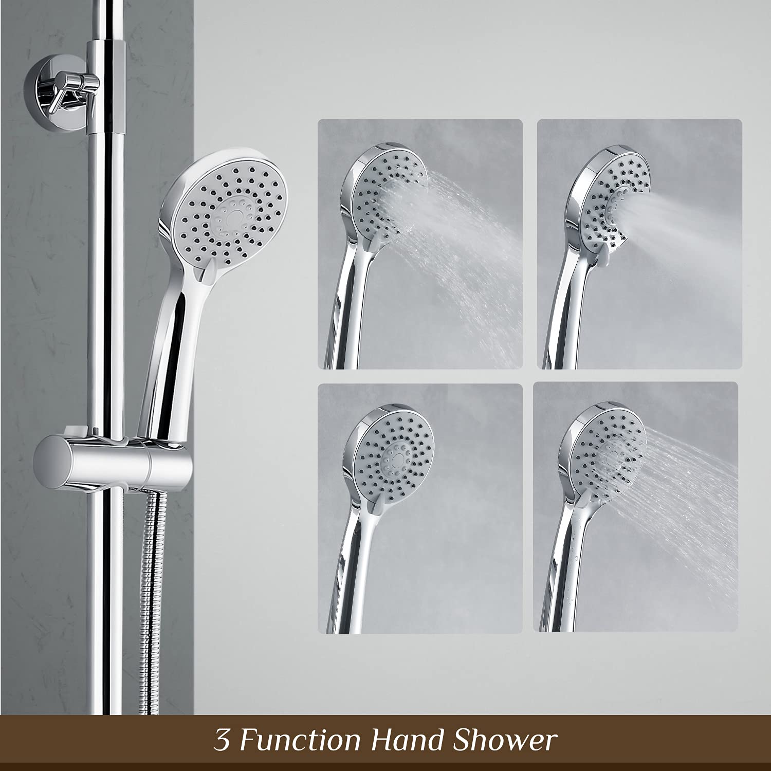 Duschsystem mit Thermostat Duscharmatur Regendusche Duschset Kopfbrause Chrom DE Duschsystem mit Thermostat Duscharmatur Regendusche Duschset Kopfbrause Chrom DE