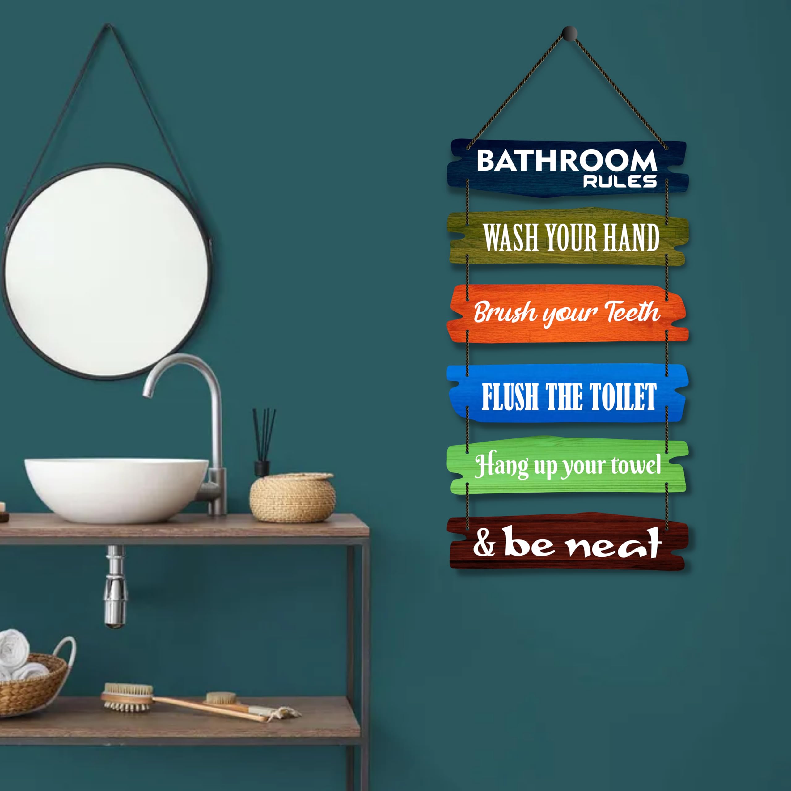 Decorative Wall Art - Bathroom Rules Print -2