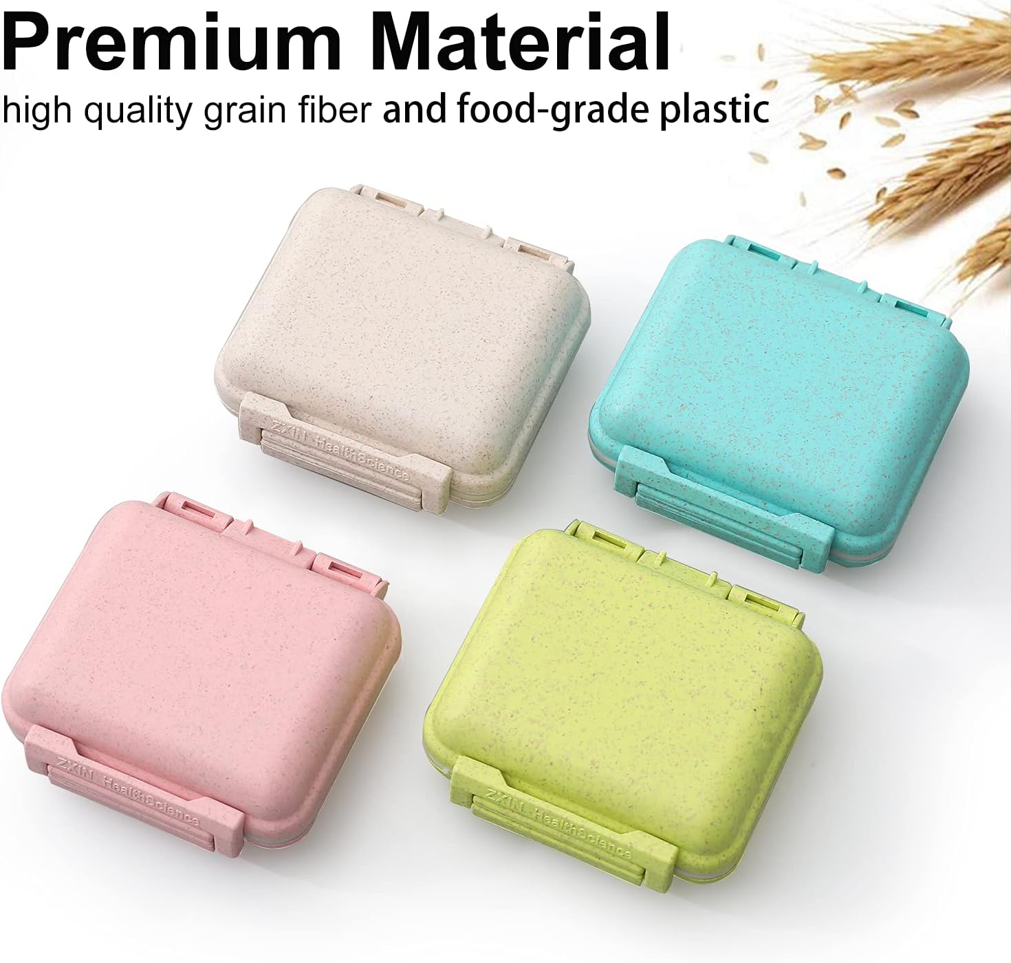 4 Pack Pill Case for Pocket Purse Travel Pill Organizer Small Pill Box Portable Medicine Organizer Cute Pill Holder Container for Vitamin Fish Oil