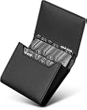 Premium Leather Business Card Holder - RFID Blocking with ID Window Magnetic Closure Holds 40 Cards (Grain Black)