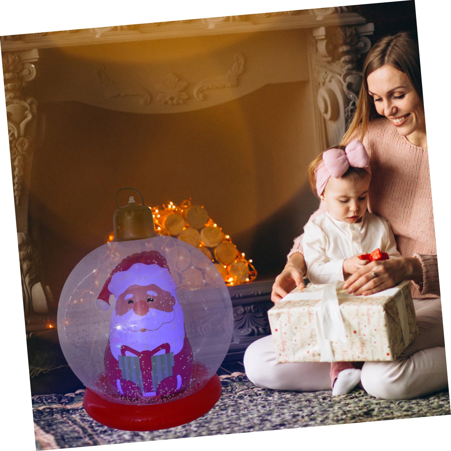 BESPORTBLE Boule de Noël Gonflable Lumineuse pour Extérieur Décorations Festives Boule de Noël Gonflable avec Base Stable