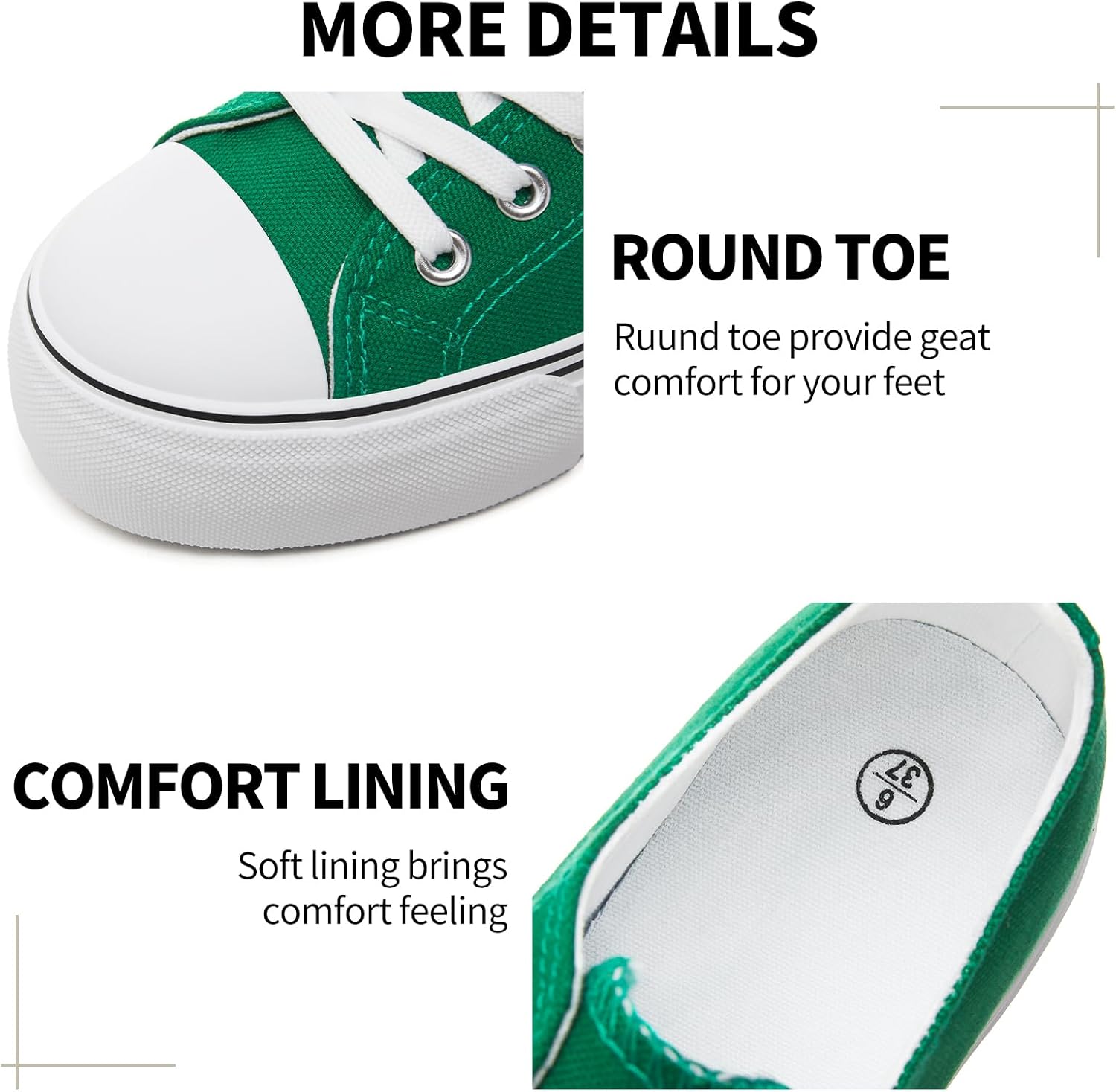 SERNIAL Womens White Platform Sneakers Low Top Platform Shoes Black Canvas Shoes for Women - Image 5