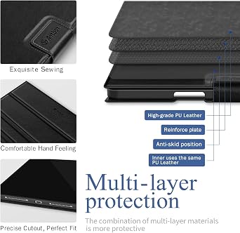 Antbox Case for iPad Pro 13 inch Case (M5/M4) 2025/2024 with Built-in Pencil Holder Supports Pencil Pro and Pencil (USB-C) Auto Sleep/Wake Function PU Leather Cover for iPad Pro 13'' (Black)