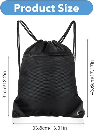 Miniatura 2 de Black Drawstring Backpack Bag Draw String Back Bag for Men Women, Lightweight Cinch Sack Sport Gym Backpack Bags for Beach Travel Yoga Swimming