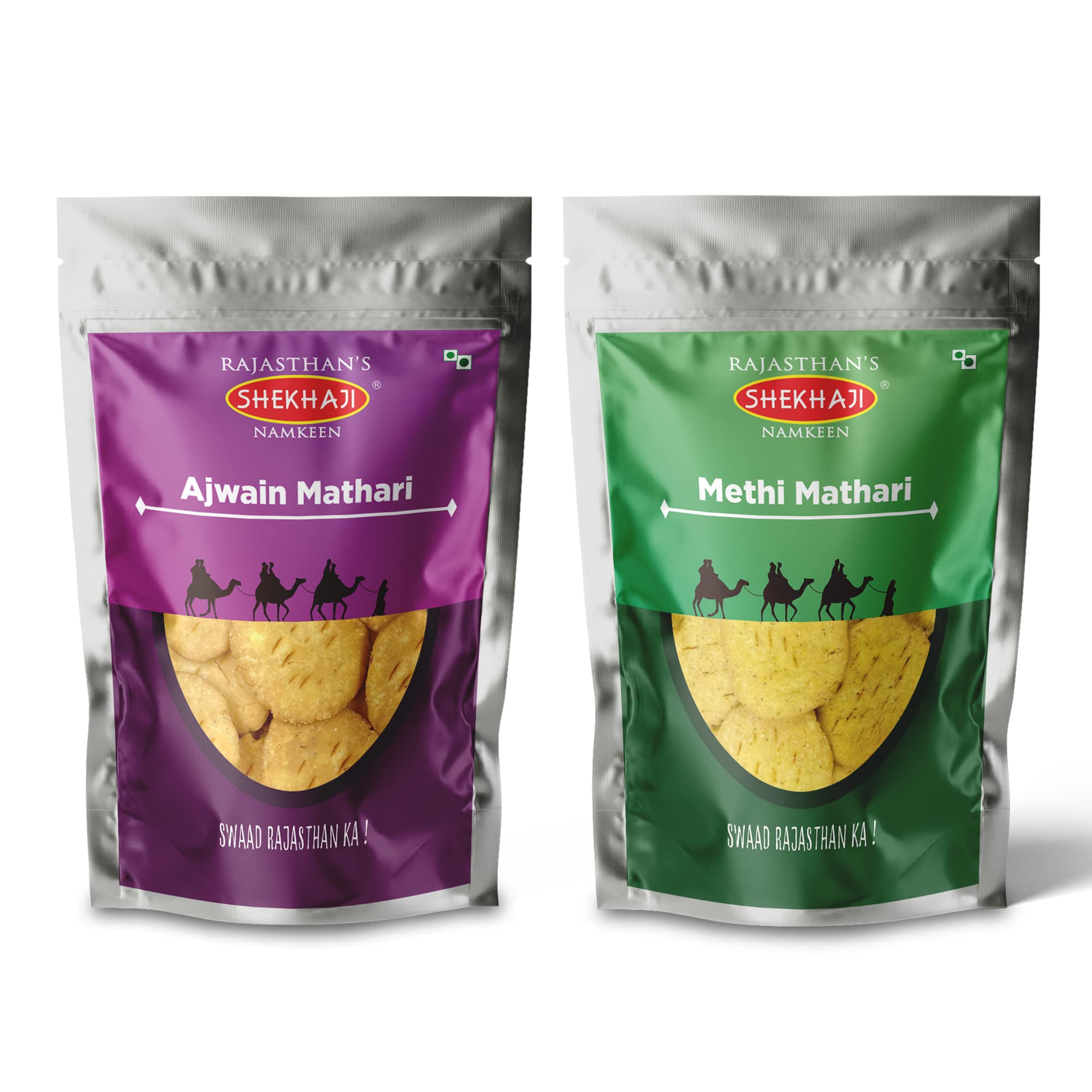 Shekhaji Ajwain Mathri & Methi Mathri 400gm combo (Pack of 2, 200gm Each) | Ready to Eat Mathri Snacks | Tea time Snacks | Indian Namkeen Nashta | Authentic Regional Preparation (B0BNHM7CS6) Amazon Price History, Amazon Price Tracker