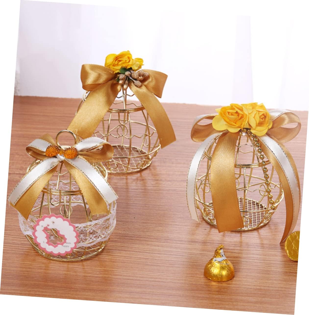 FUNOMOCYA 5pcs Birdcage Wire Candy Box Wedding Candy Holder Birdcage Retro Style Hollow Design for Thank You Gifts