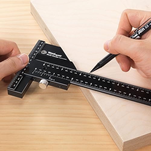 Miniatura 3 de Calibrador vernier profesional doble función para medir y marcar - Herramienta de enmarcado de aluminio y acero todo en uno para uso de carpintería