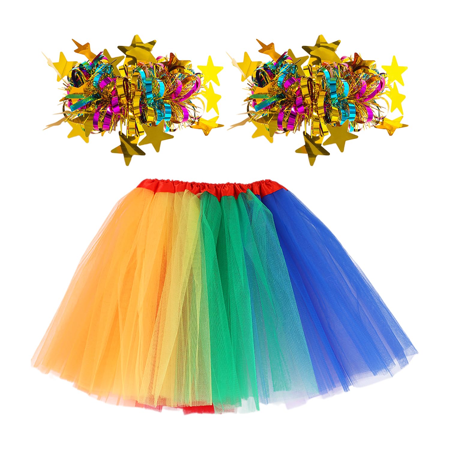 TVSVKWE 1 Colored Mesh Skirt And 1 Pair Of Wristbands, Dance Performance Costumes, Party Mesh Skirt, Ladies Tulle Skirt.
