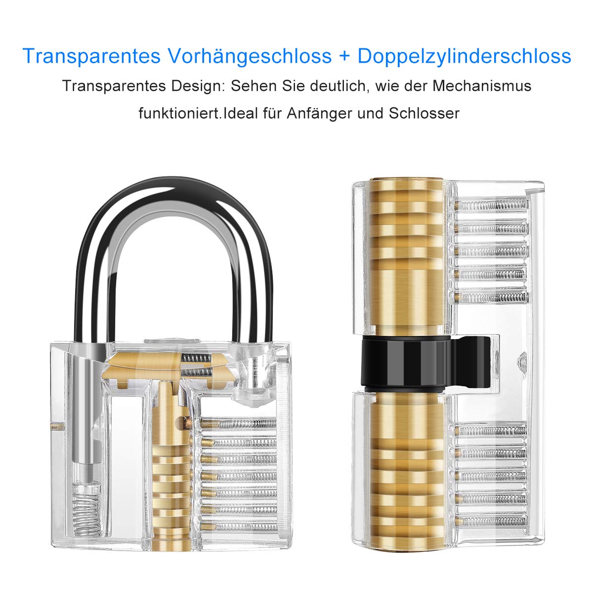 Diyife Lockpicking Set [Upgrade], 26 Stück Dietrich Set Komfort-Sicher Silikon-Hand, mit 2 Transparentem Trainingsschlössern, für Anfänger und Profis Schlosser (Schwarz)