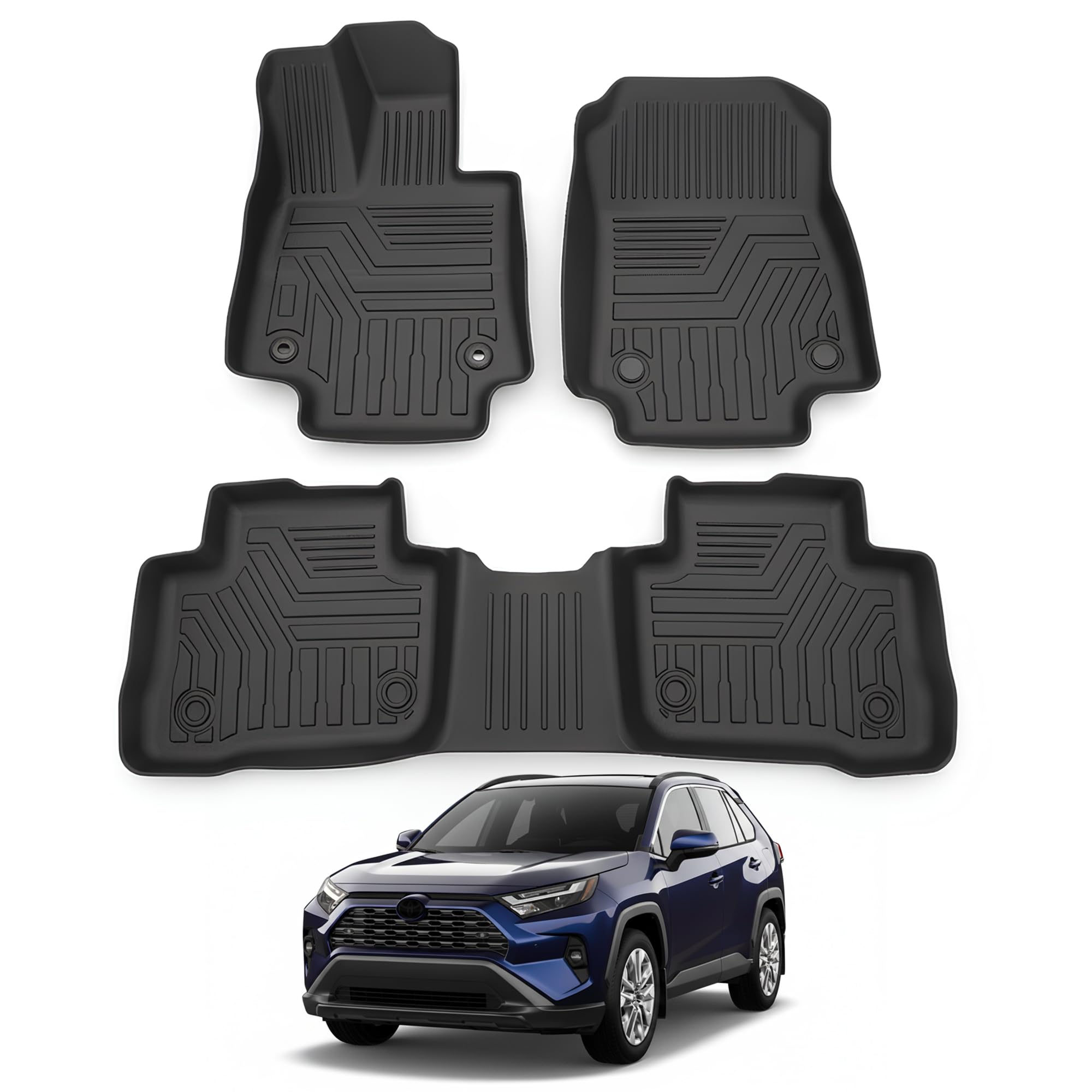 Toyota RAV4 RAV 4 Híbrido HEV de 2019 a 2025 - Alfombrillas 3D termoformadas para Todo Tipo de Clima, Antideslizantes, Impermeables • TPE Premium