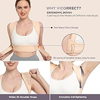Vista 4 de Vicorrect - Corrector de postura para mujeres y hombres, corsé ajustable para la parte superior de la espalda con soporte para la clavícula