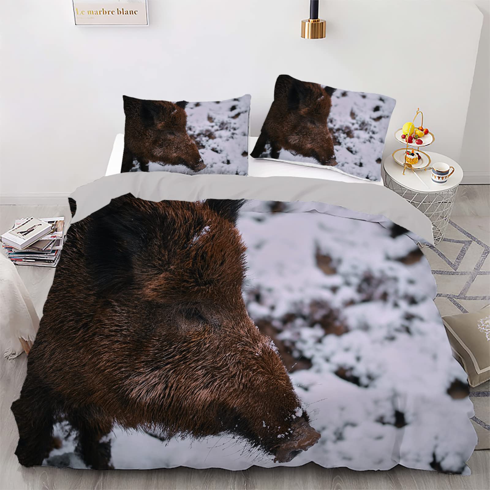 Housse de couette 160x200 microfibre 110g/m² avec fermeture éclair pratique