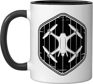 Vintage Drone Racer FPV Pilot Ceramic Mug, Black/White