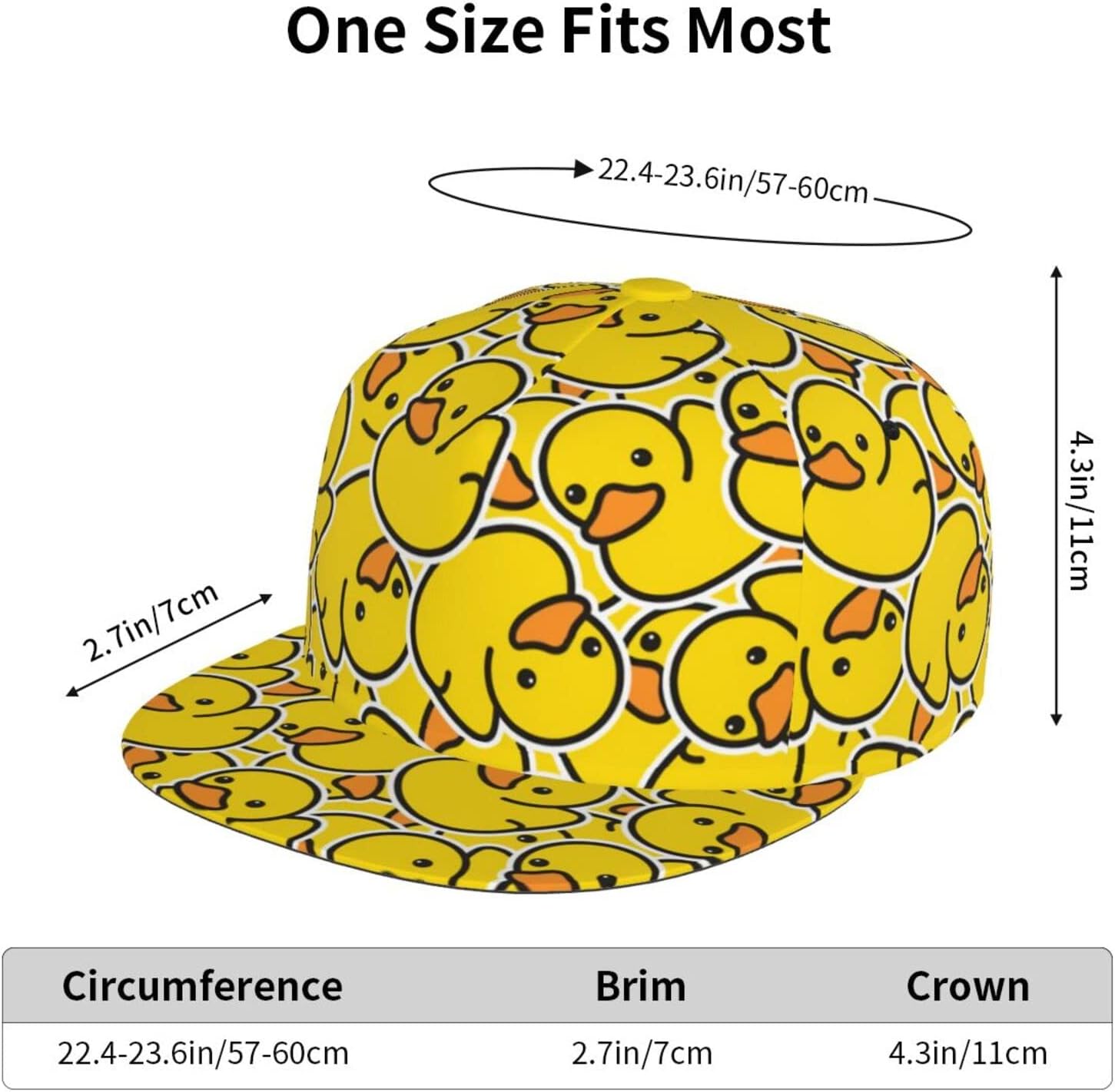 Cute Duck Print Baseball Hat - Adjustable Strapback Cap for Women & Men