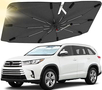 Car Windshield Sun Shade Custom Fit for Toyota Tacoma 2005-2015, Car Sun Shade with 360Rotation Bendable Handle, Automotive Windshield Sunshades Cover, Protect Your Interior