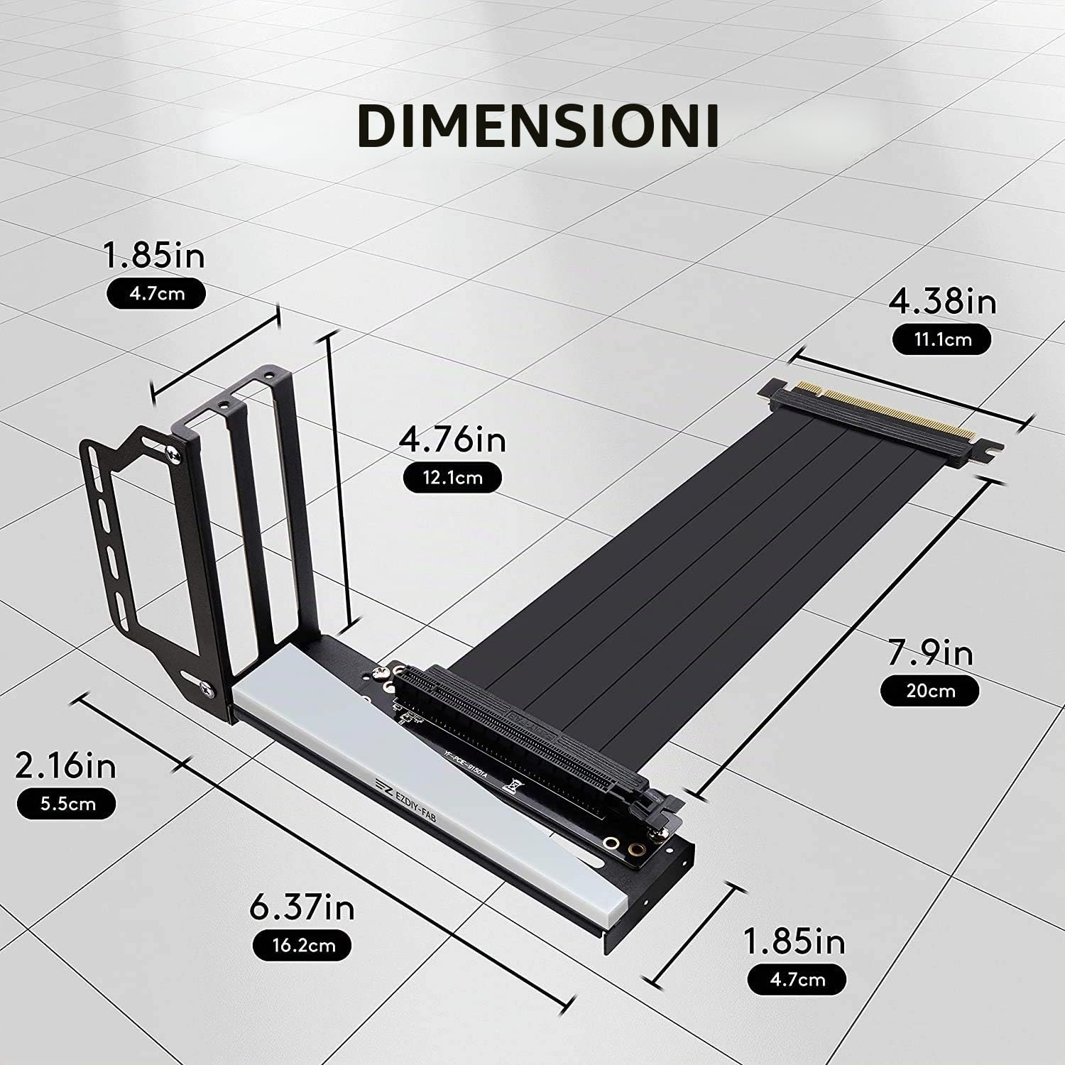 EZDIY-FAB Supporto verticale per scheda grafica con LED ARGB 5 V 3 pin, supporto GPU, kit di supporto per scheda video VGA con cavo riser PCIE3.0 - nero