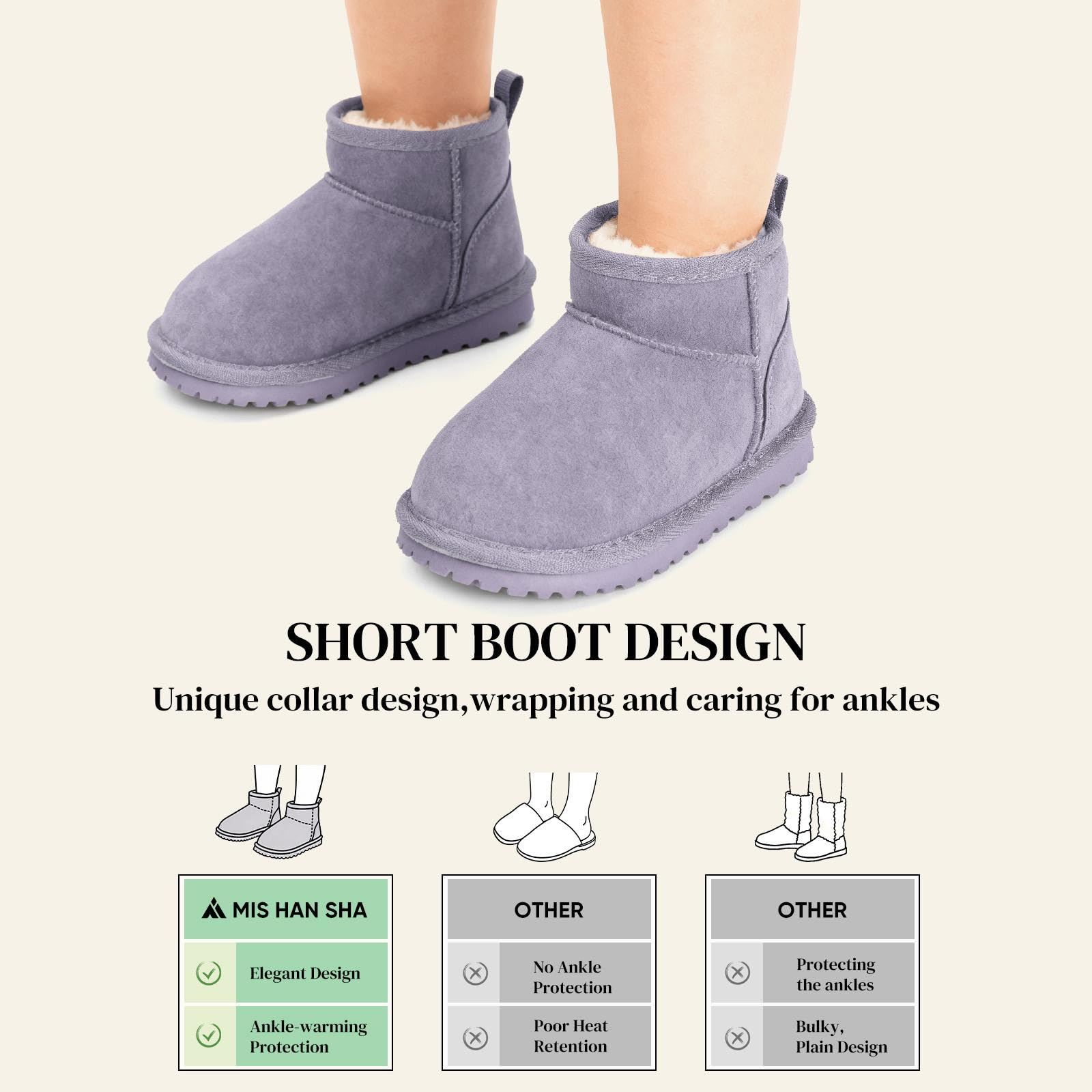 Mishansha Bambini Stivali da Neve Antiscivolo Stivali Invernali Caldi Bambino Bambina