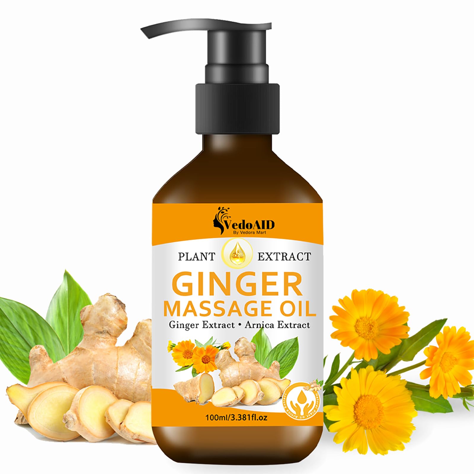 Ginger Massage Oil for Lymphatic Drainage, Sore Muscle Relief, and Massage Therapy, Ginger Oil with Arnica Extract & Vitamin E for Relax, Warm, and Soothing Body Massage, Perfect SPA Massage Oil (1)