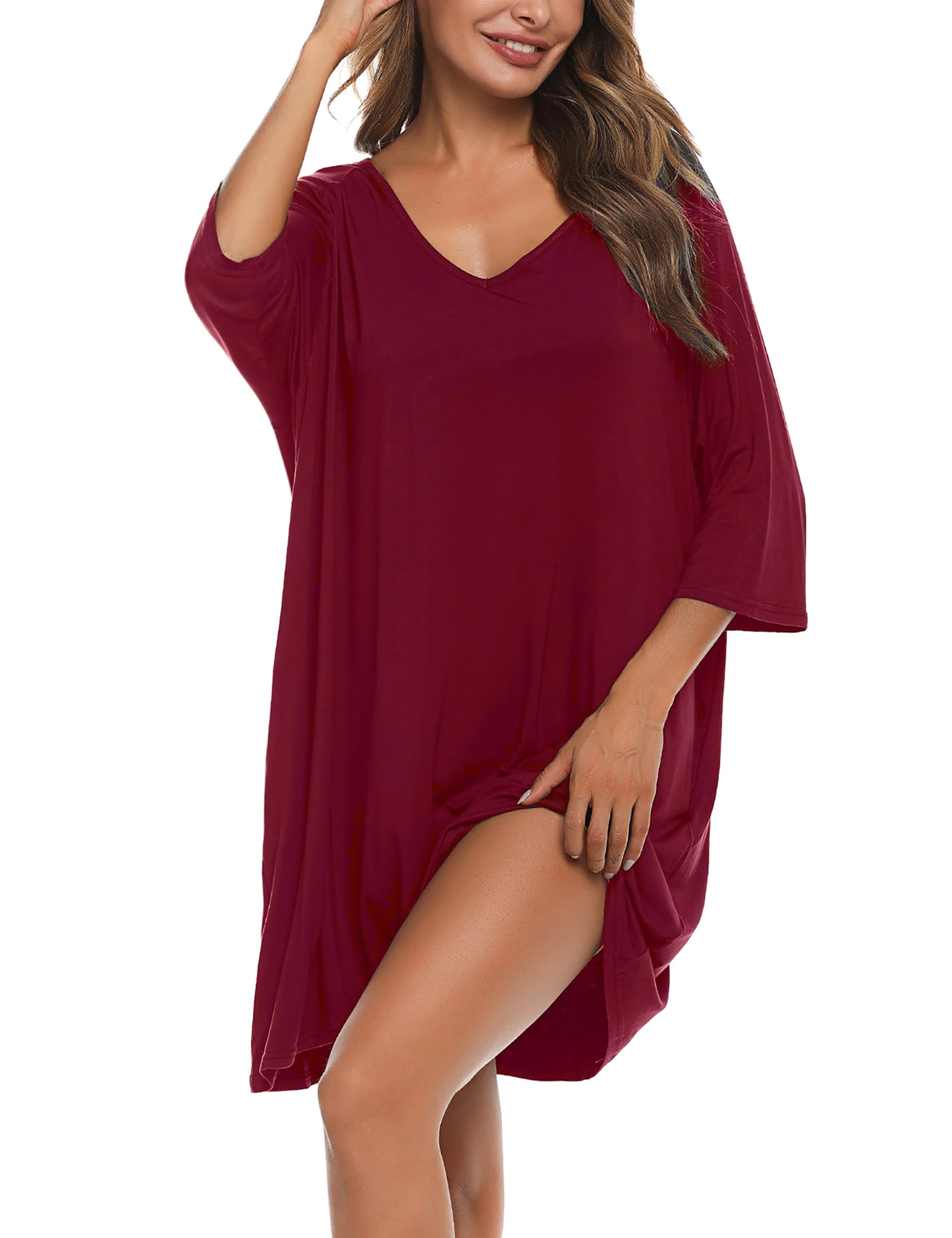 Bresdk Nachthemd Damen Schlafshirt Oversize Große Größen Bequem Nachtwäsche | Weiches Bigshirt mit Taschen und Oversize-Passform in den Größen S–4XL,ideal zum Schlafen, Entspannen,Reisen und Zuhause