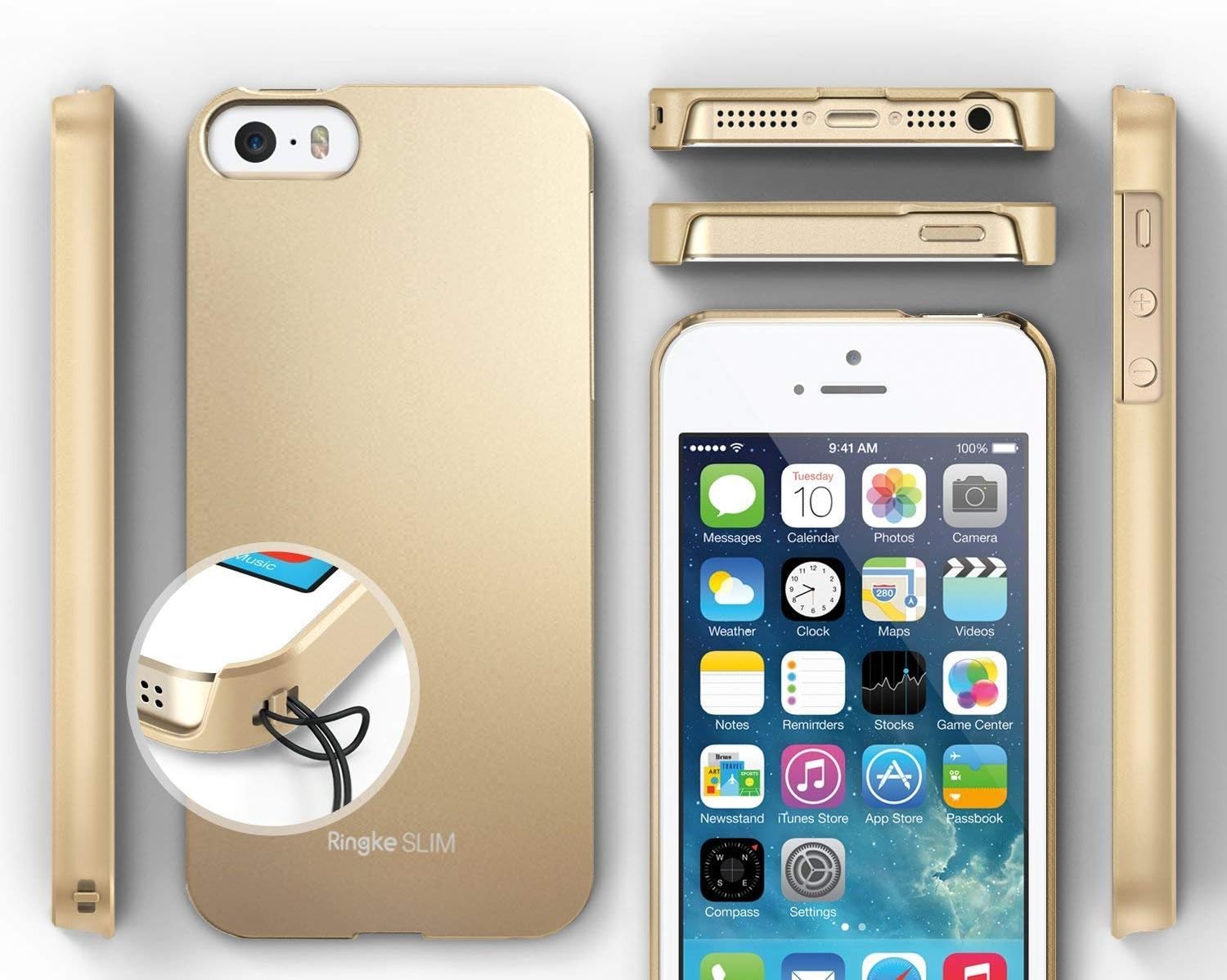 Ringke Slim Compatible with iPhone SE Case Outfitted & Slender (Tailored Cutouts) Classy Superior Steadfast Compelling Lightweight Slim PC Hard Skin Cover for iPhone SE, 5, 5S – Royal Gold