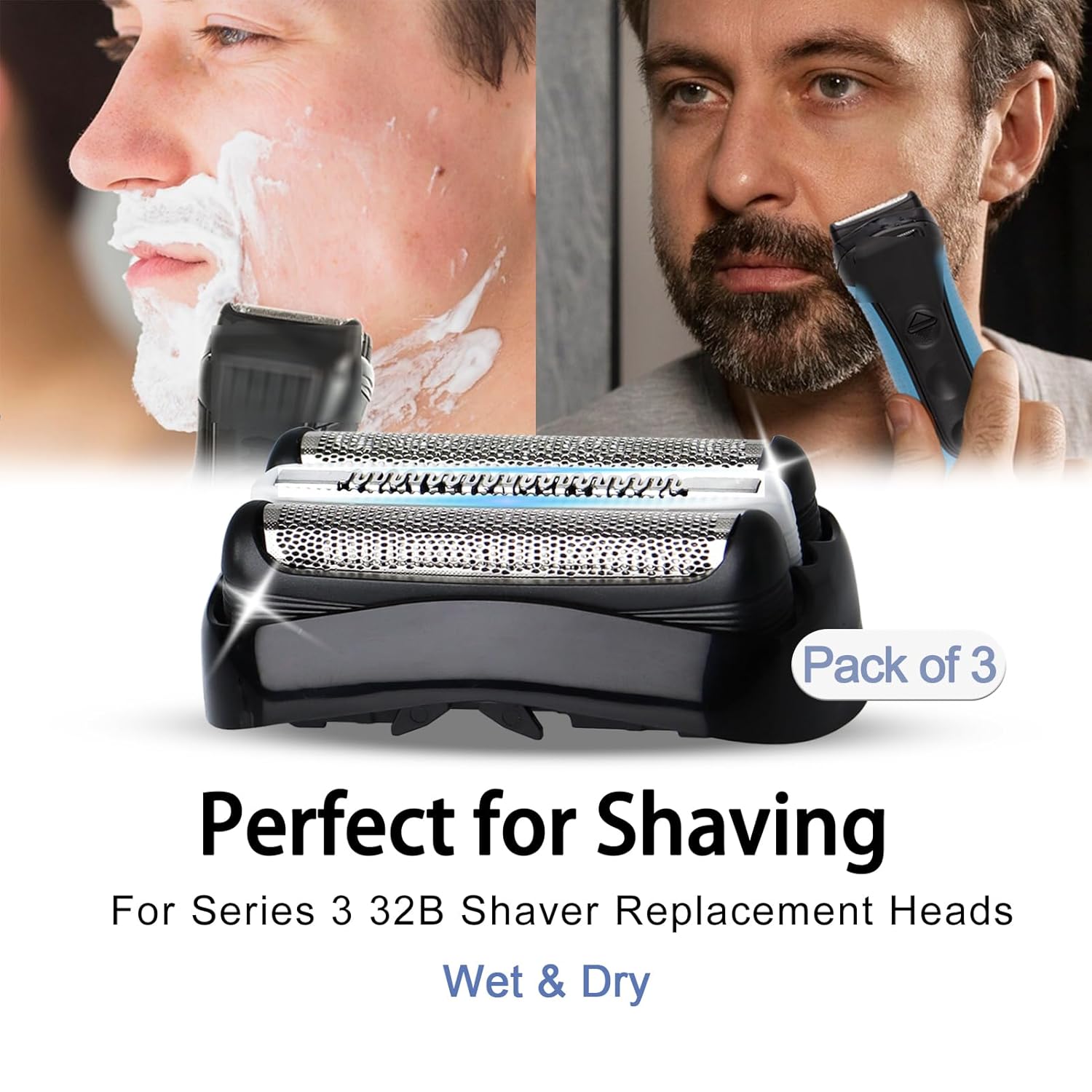 3 Pack 32B S3 Electric Replacement Heads for All Series 3 Shavers, Suitable for S3 3040s 3080s-4 370cc 3070cc 3000s 3010, 3090cc Etc.