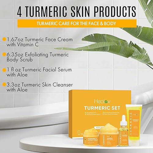 Miniatura 2 de Healov Turmeric Skincare Set - Turmeric Skin Care Products Brightening & Acne - Turmeric Skin Care Kit, Turmeric Skin Care Set - Turmeric Cleanser,