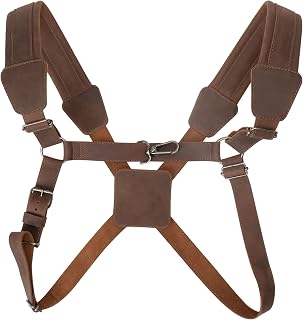 tocame, Adjustable Padded Harness for Alto & Tenor Saxophone, Back Support, Marching Band Essentials, Full Grain Leather, Handmade, Bourbon Brown