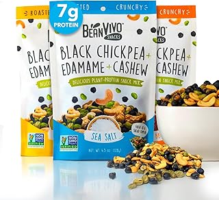 BeanVIVO Healthy Snacks for Adults & Kids with 7g Protein & 5g Fiber per Serving with Dried Edamame, Roasted Cashew and Chickpeas - Vegan & Gluten Free - Keto Friendly & Non-GMO - 3-Pack (4.5 oz Each Pouch)