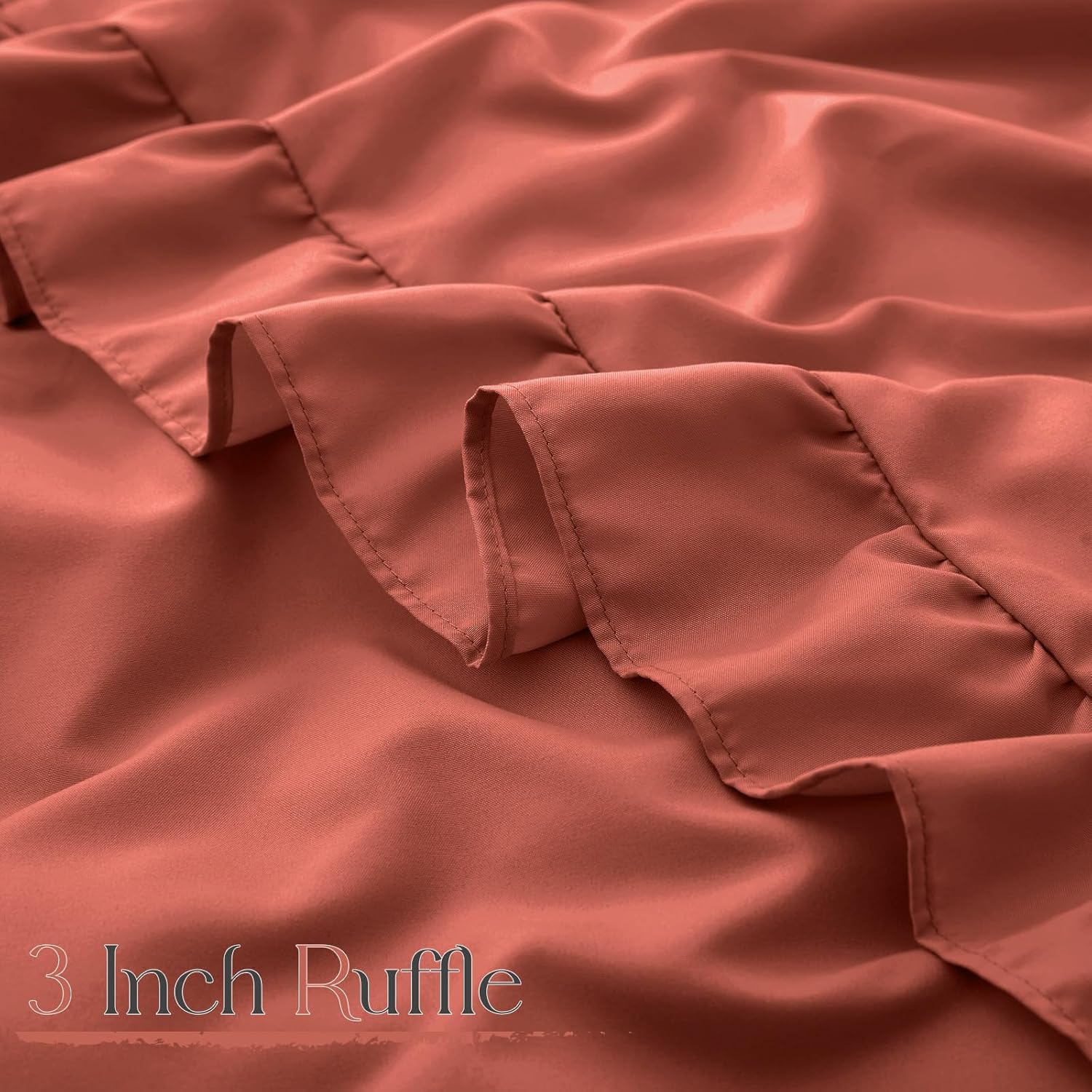 Horbaunal Terracotta Ruffle Sheets King Size 6 Piece, Fits 16" Deep Mattress, Microfiber Rust King Sheets with 2 Ruffled Pillowcases, Shabby Chic King Bed Sheet Set