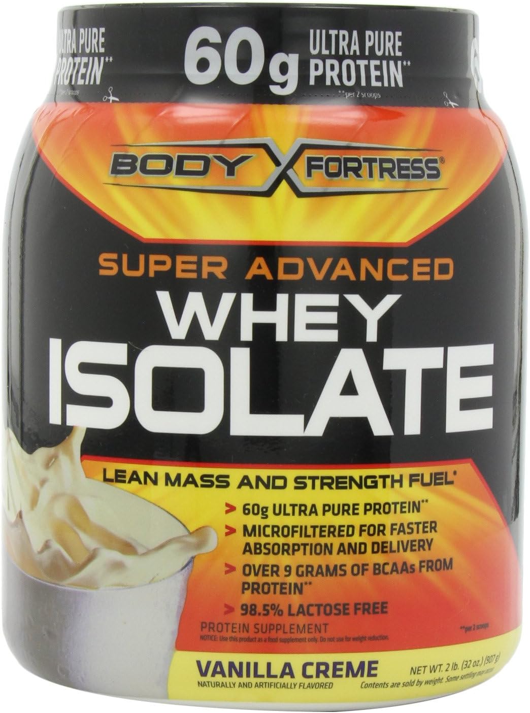 Body Fortress Super Advanced Whey Isolate, Vanilla Creme, 2 Pounds