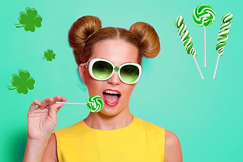 Miniatura 8 de Paletas variadas de remolinos del día de San Patricio, caja de recuerdos de fiesta, envueltas individualmente (paquete de 24)