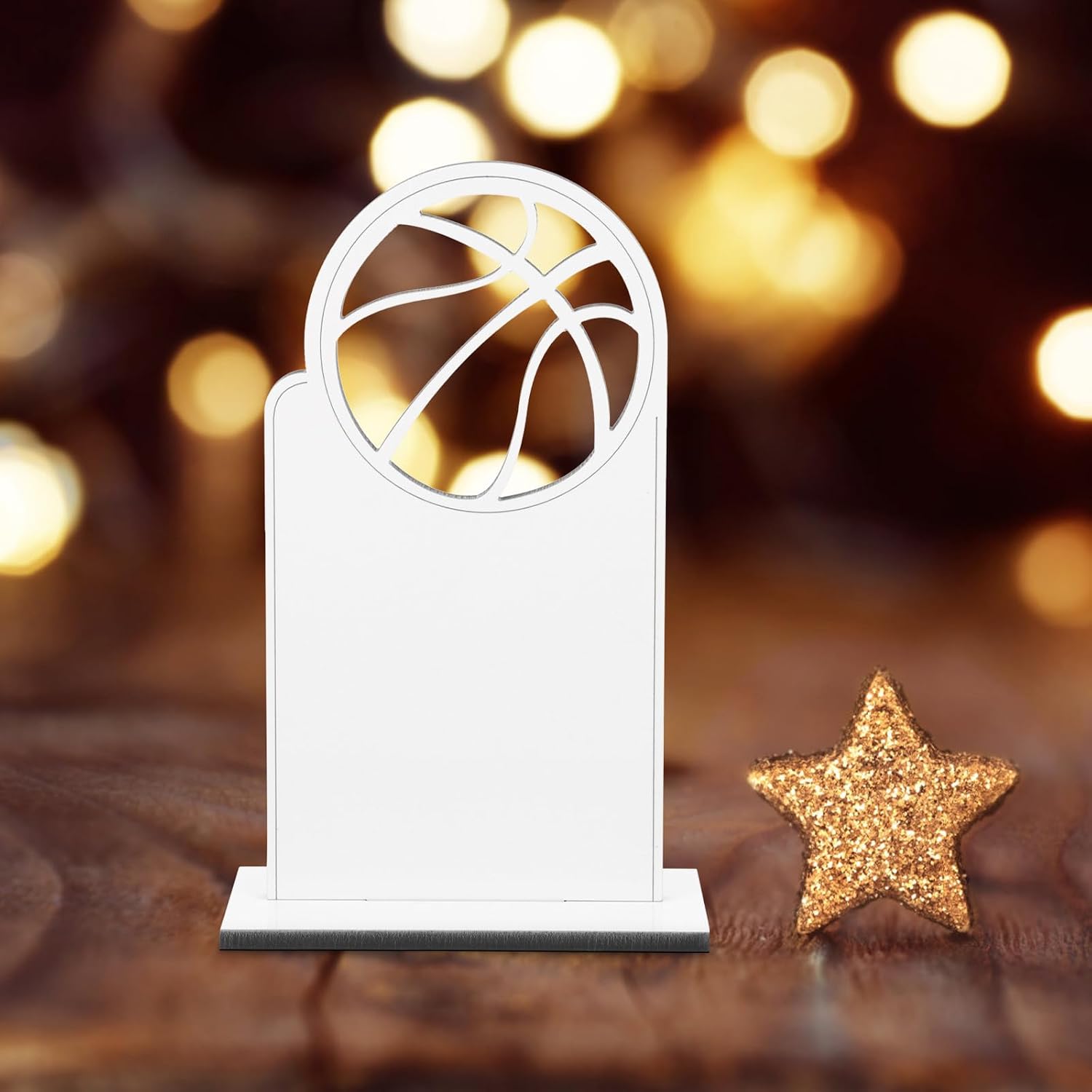Cabilock Heat Transfer Sports Trophy Blank with Density Board Material DIY Craft Standing Sign for Birthday and Party Sublimation Table Ornament
