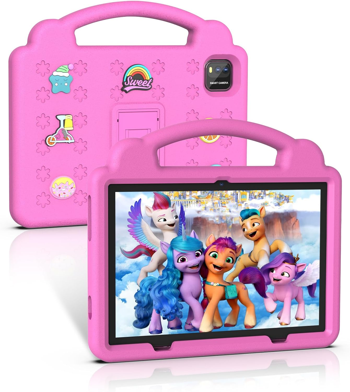 BAKEN 10 Inch Tablet Android 14 Tablet, 6GB RAM + 64GB ROM, 1TB Expansion, 6000mAh Long Battery Life,Quad Core, 5G WIFI, 2MP + 8MP Dual Camera, Bluetooth, IPS Screen, GMS, Tablet Case (Pink)