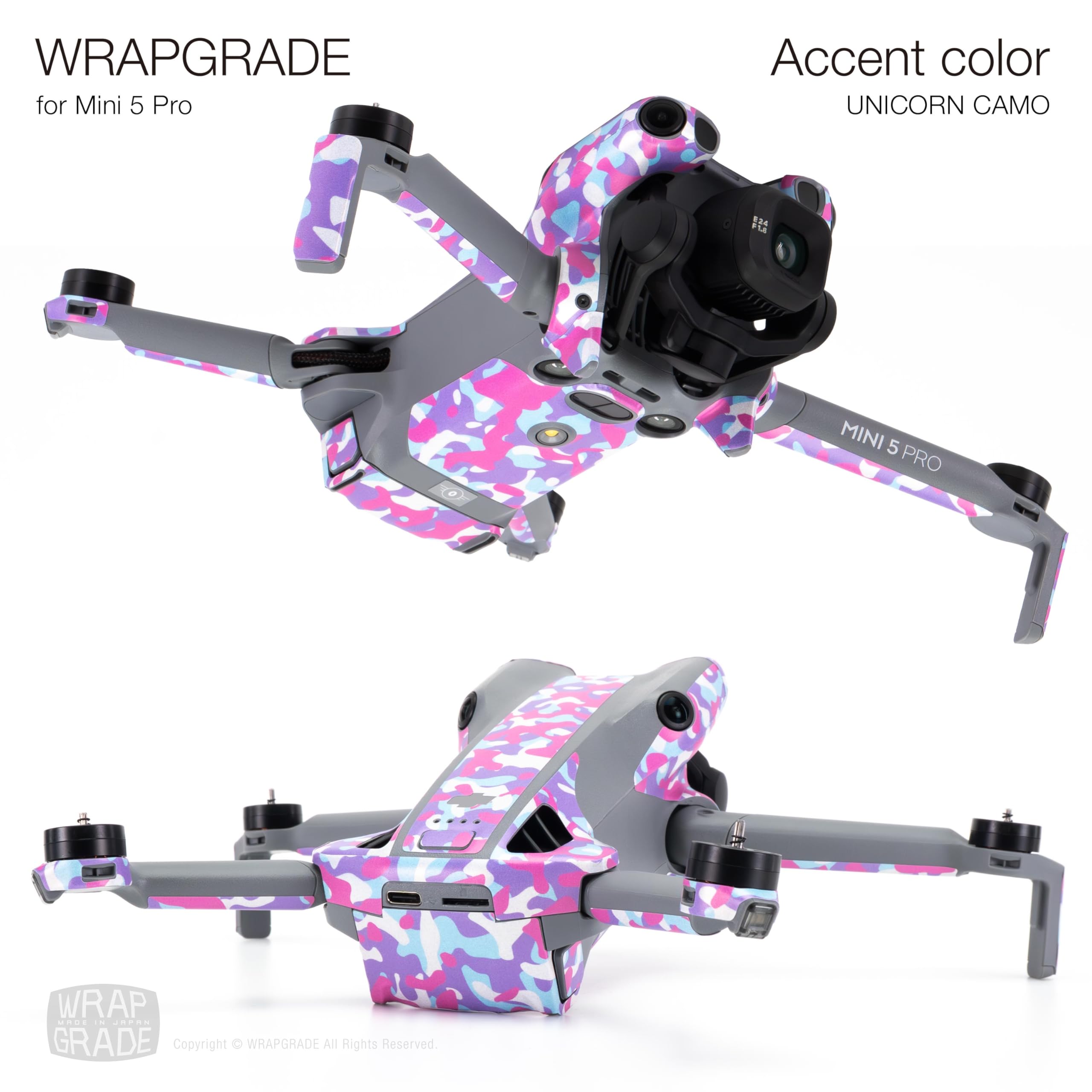 WRAPGRADE Skin Stickers Compatible with DJI Mini 5 Pro Accent Colour (Unicorn Camo) - Image 4