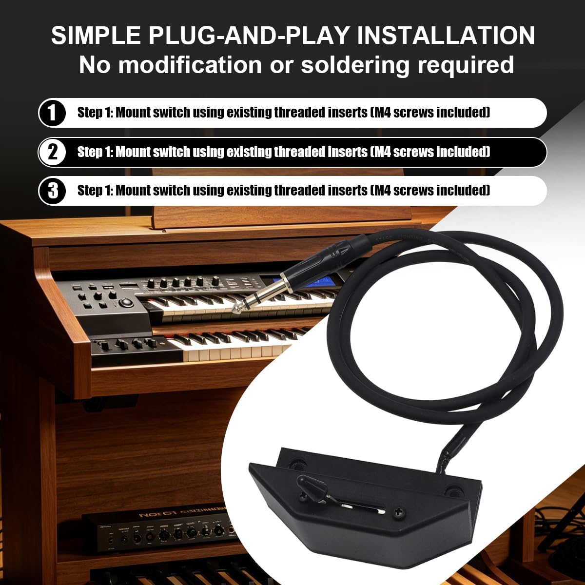 Half Moon Leslie Switch for Hammond SK2, SKX-PRO, XK-5, XK-3, XK-3C, XK-1C, A-405SP for Nord C1|C2 Combo Organ, C2D, Electro 5D|6D 61 & 73, Stage 3|4 Compact, Organ 3