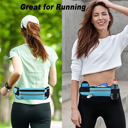 Miniatura 4 de Riñonera de cinturón para correr,Riñonera resistente al agua,Bolsa ajustable para correr, Azul, Sencillo