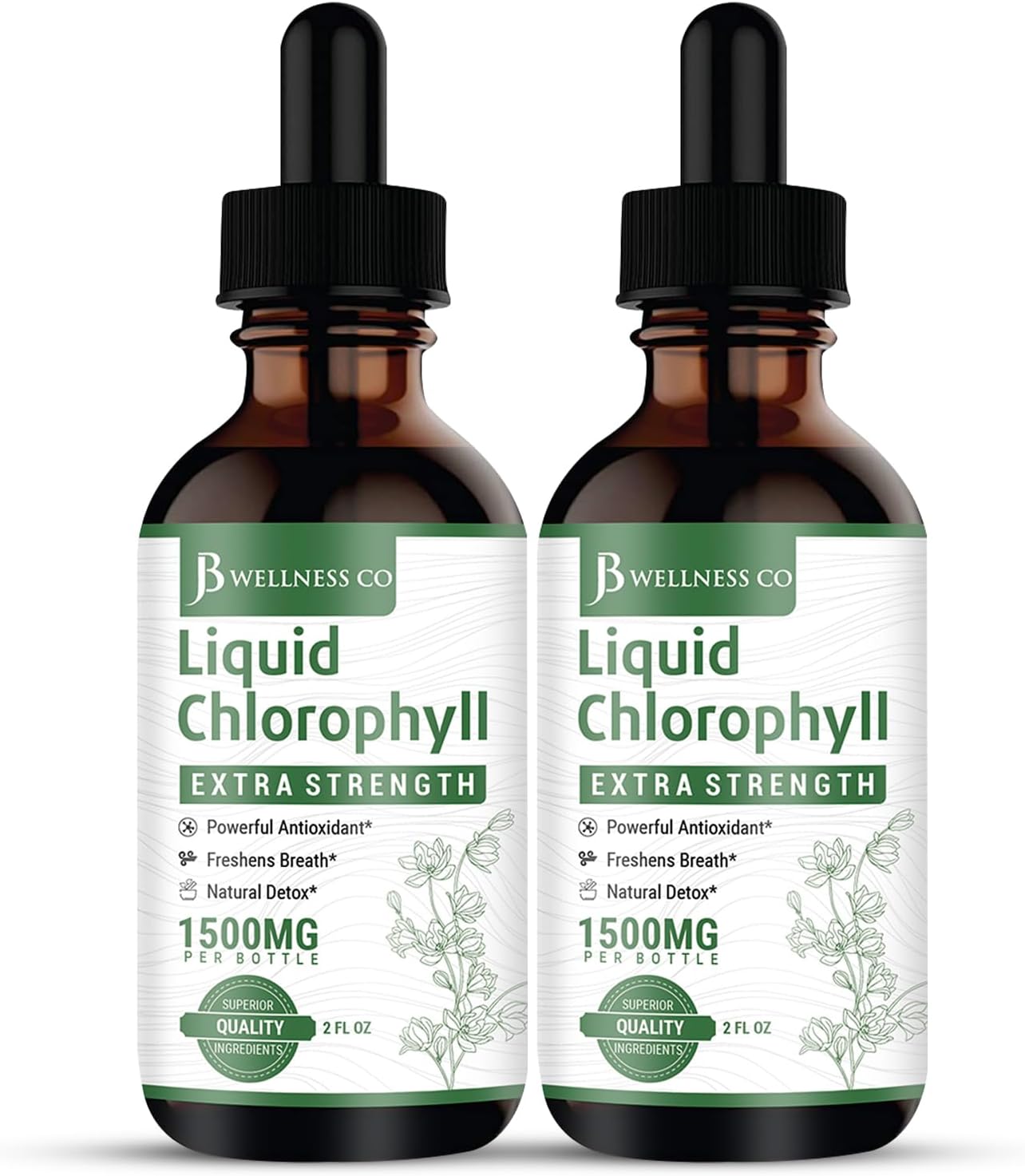JB Wellness Co [2-Pack] Liquid Chlorophyll Drops - All-Natural Concentrate – Immune System Support, Energy Booster, and Digestion – Elevation Sickness – from Mulberry Leaves - 240 Servings - [2-Pack]